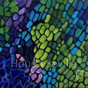 Tableau vert bleu violet Mosaïque artiste Houda Sevilla