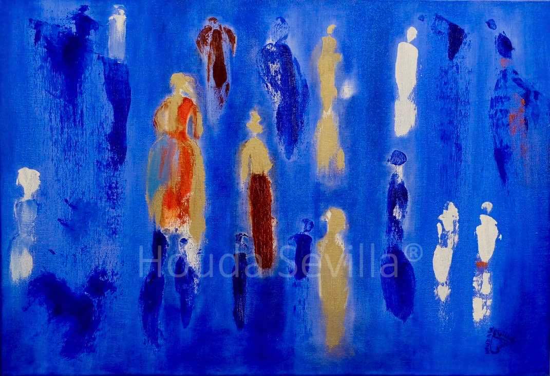 Peinture abstraite huile Paris est une fête artiste Houda Sevilla