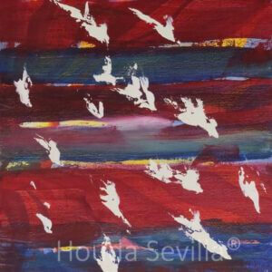 Tableau abstrait Plongeon mouettes artiste Houda Sevilla