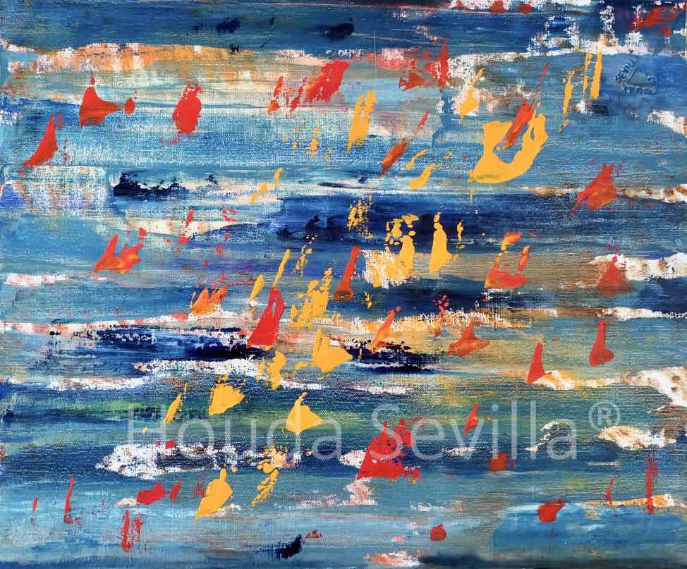 Tableau abstrait Régates artiste Houda Sevilla