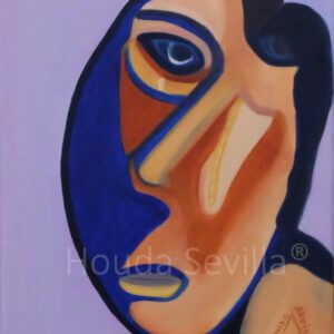 Portrait femme violet artiste Houda Sevilla