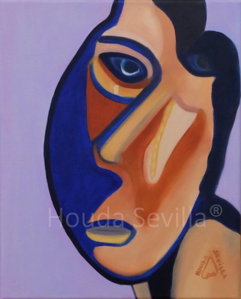 Portrait femme violet artiste Houda Sevilla