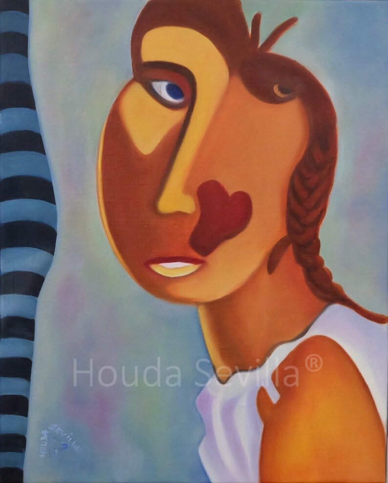 Portrait femme artiste Houda Sevilla, Conscience, le rideau
