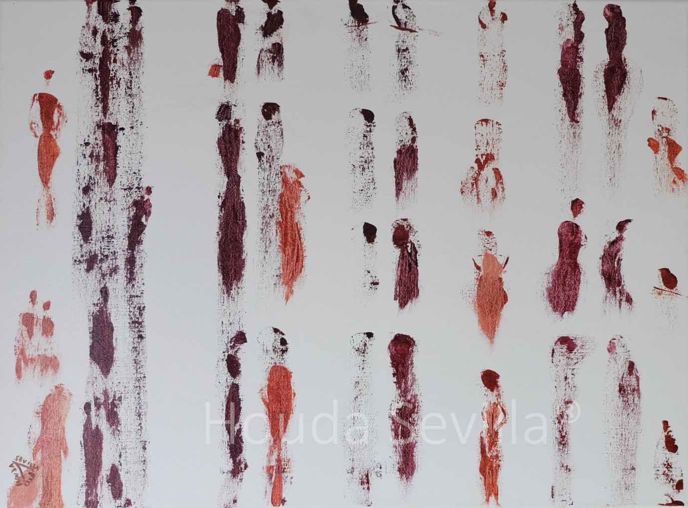 Peinture abstraite "Falaise" de Houda SEVILLA, présentant des formes et couleurs évoquant une falaise surprenante.