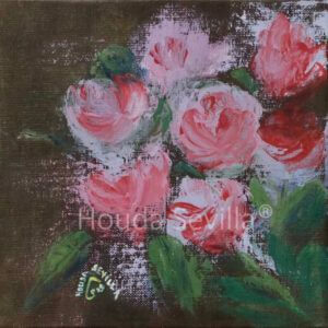 Tableau petit format Roses écloses, Houda SEVILLA, artiste contemporaine