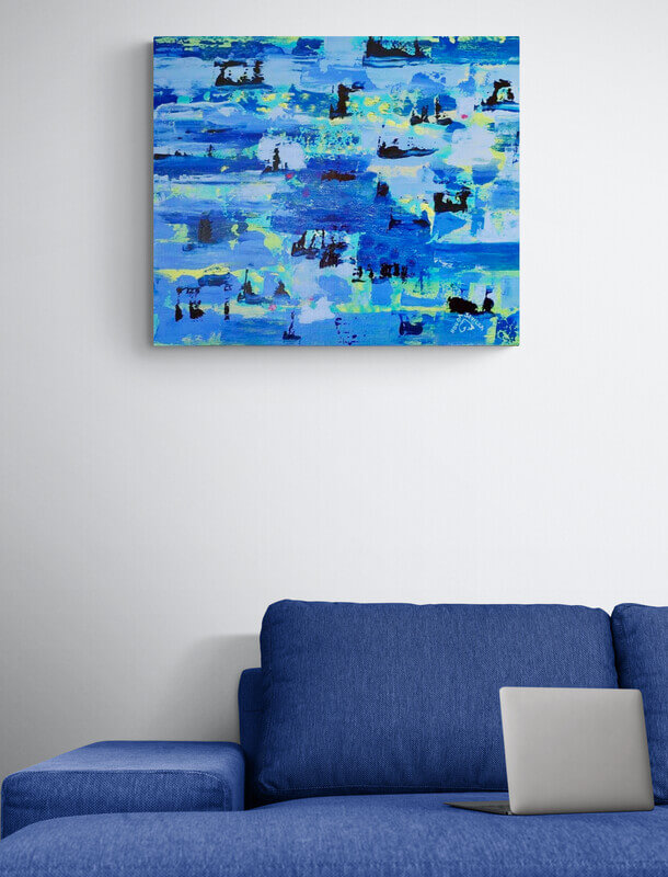 Peinture abstraite Lagune nuit étoilée