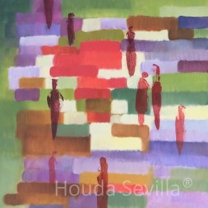 Tableau abstrait Rencontres pixellisées