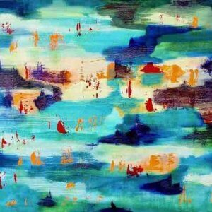 Peinture abstraite turquoise Lagoon artiste Houda Sevilla