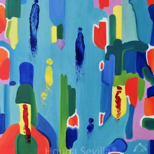 Tableau multicolore turquoise Carnaval par Houda Sevilla