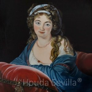 Peinture "Comtesse Skavronskaïa" d'après Élisabeth Vigée Le Brun, par l'artiste qui prouve une reproduction maitrisée d'une artiste contemporaine