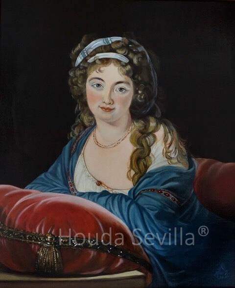 Peinture "Comtesse Skavronskaïa" d'après Élisabeth Vigée Le Brun, par l'artiste qui prouve une reproduction maitrisée d'une artiste contemporaine