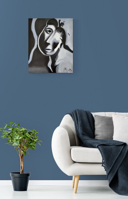 Portrait femme noir et blanc "Conscience" artiste Houda Sevilla