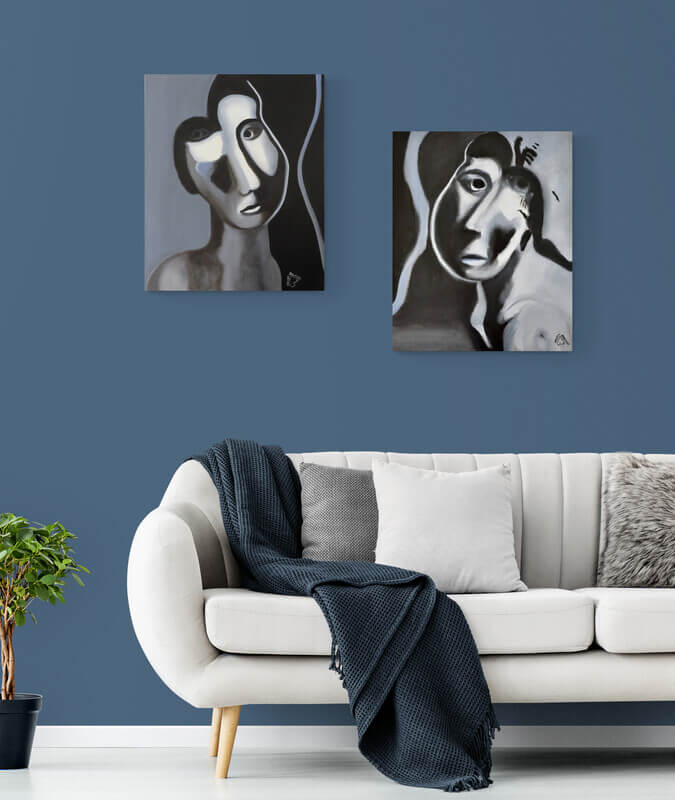 Portrait homme et portrait femme noir et blanc Conscient et Conscience