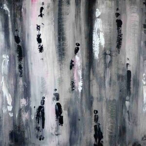 Peinture abstraite noir et blanc Offrande par Houda SEVILLA