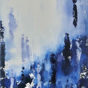 Peinture bleue Pregnancy ou Création, par Houda Sevilla