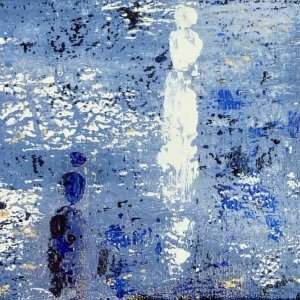 Tableau bleu blanc or par Houda Sevilla, Naïades