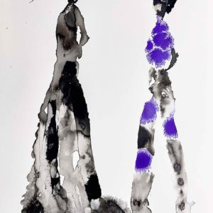 Tableau encre de Chine couple plein d'idées par une artiste créative