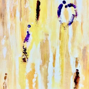 Galerie d'Art Houda Sevilla, tableau abstrait jaune Helios