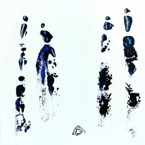 Tableau bleu et blanc "Parallèles"