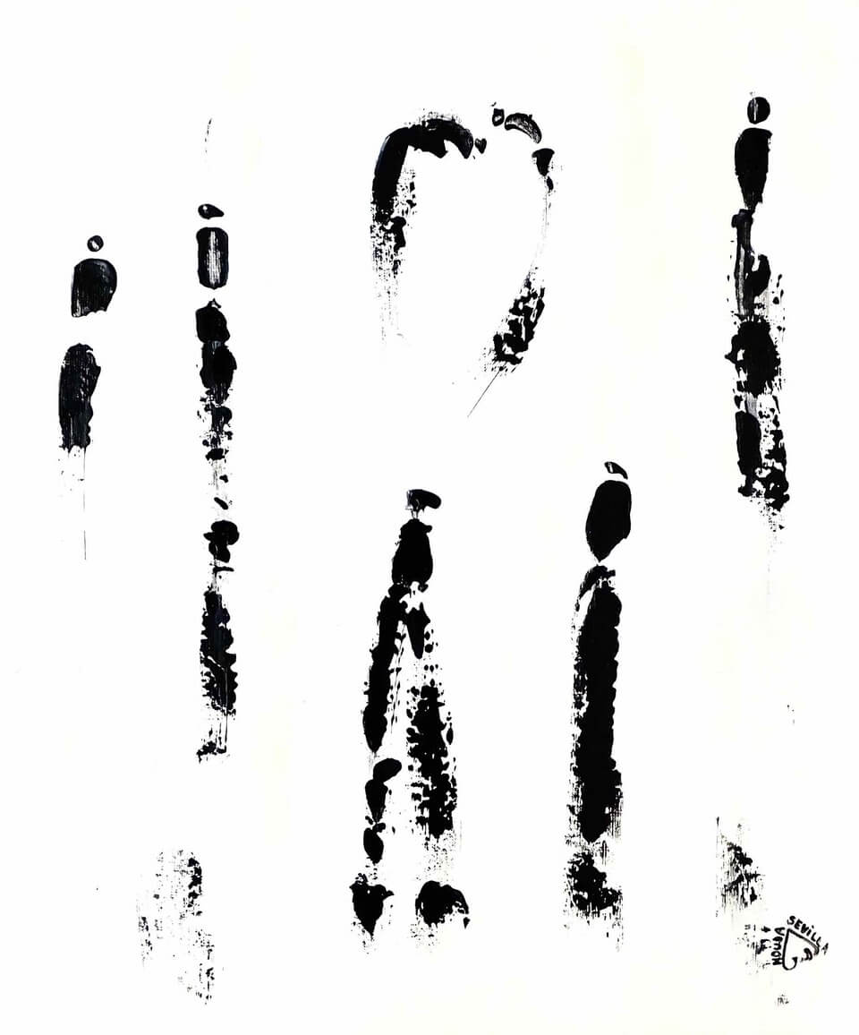 Tableau abstrait noir et blanc Révérence par Houda Sevilla