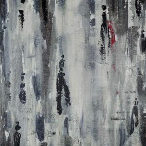 Tableau abstrait noir "Un pas vers toi" par Houda Sevilla