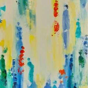 Peinture abstraite sur toile de lin "Lotus"