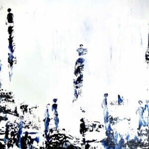 Tableau abstrait marine et blanc, Galerie d'Art Houda SEVILLA