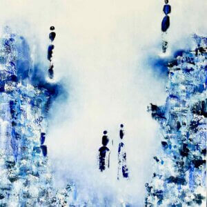 Peinture abstraite blanc bleu Plénitude
