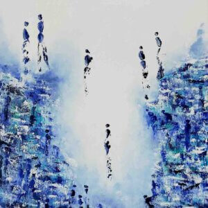 Peinture à l'huile sur lin 'Quiétude', 73x60 cm, art abstrait, par l'artiste Houda SEVILLA
