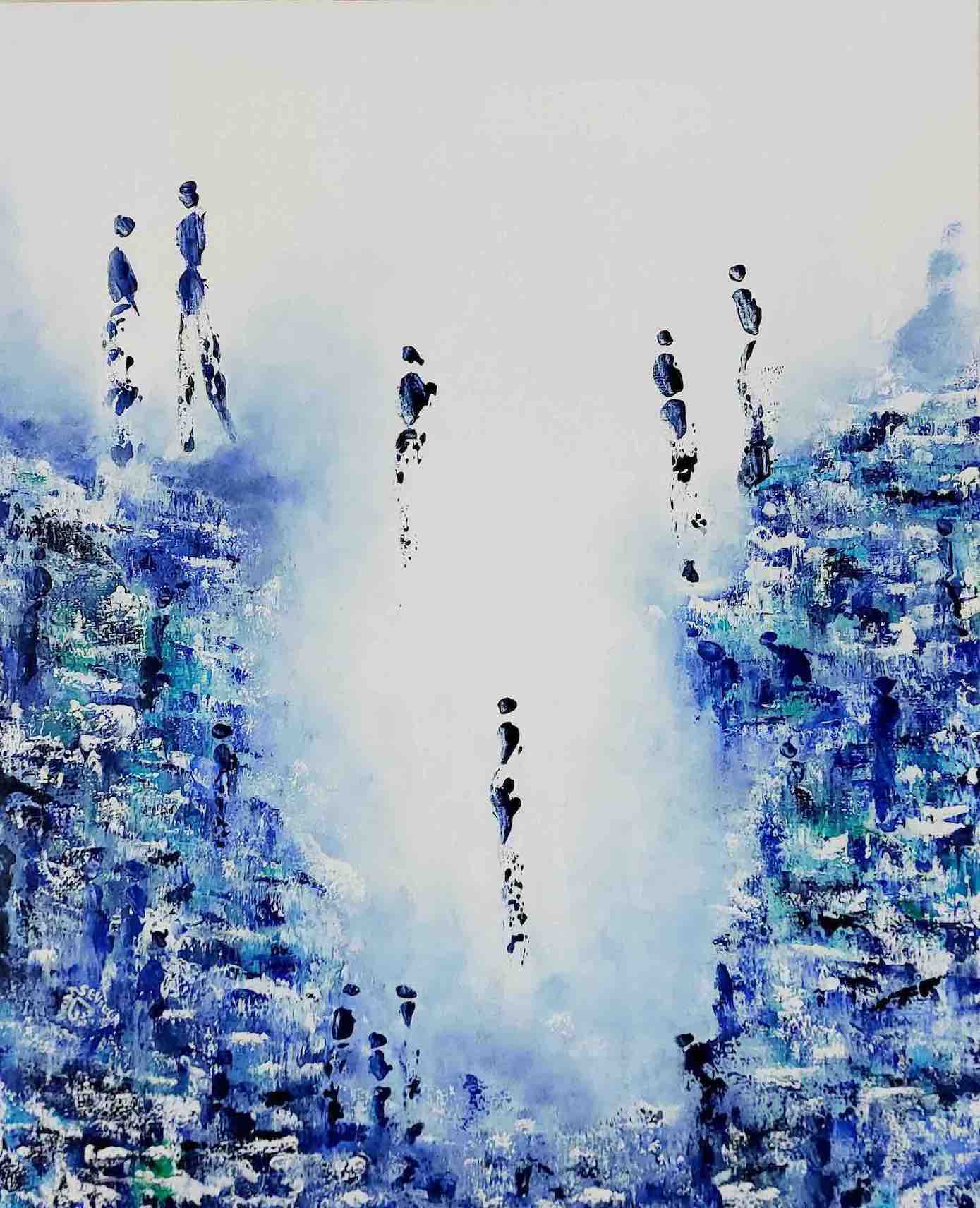 Peinture à l'huile sur lin 'Quiétude', 73x60 cm, art abstrait, par l'artiste Houda SEVILLA